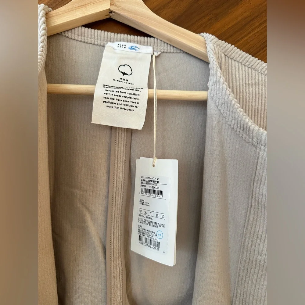 Klee Klee Cotton Corduroy Beige Shirt Jacket Size 2 - Picture 3 of 5